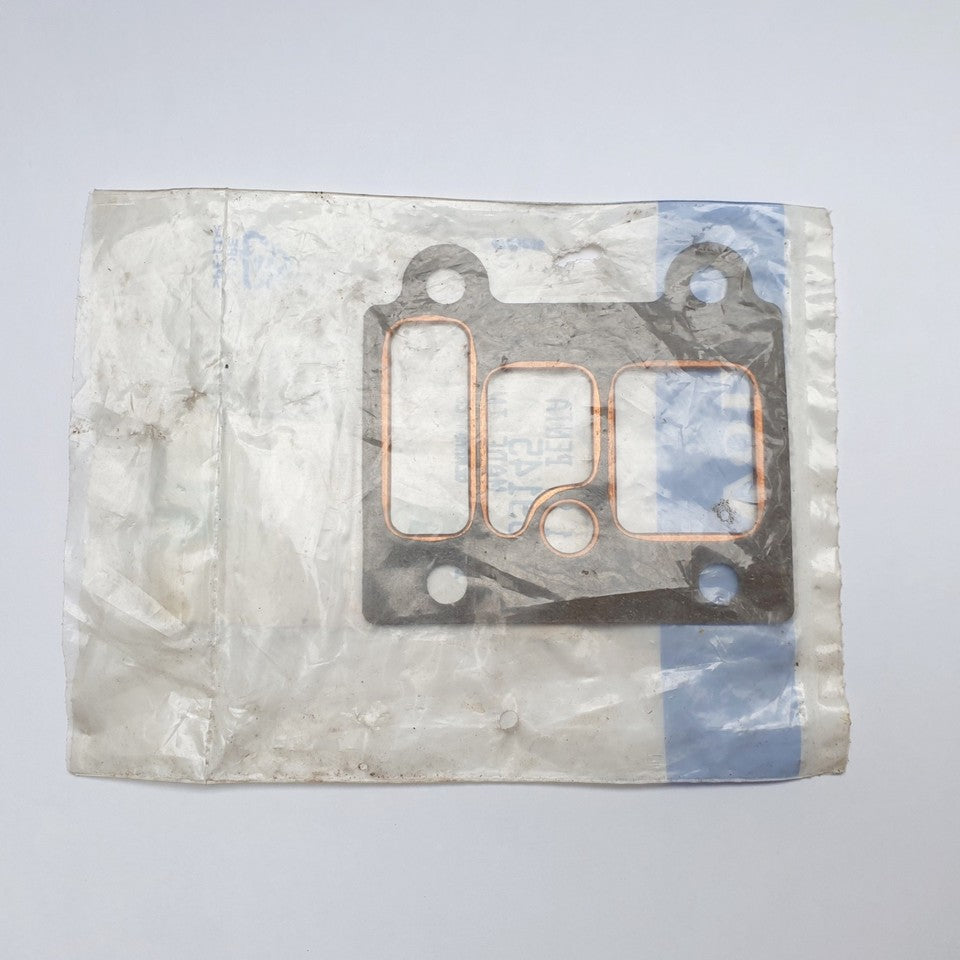 Gasket in a clear plastic bag on a light gray background